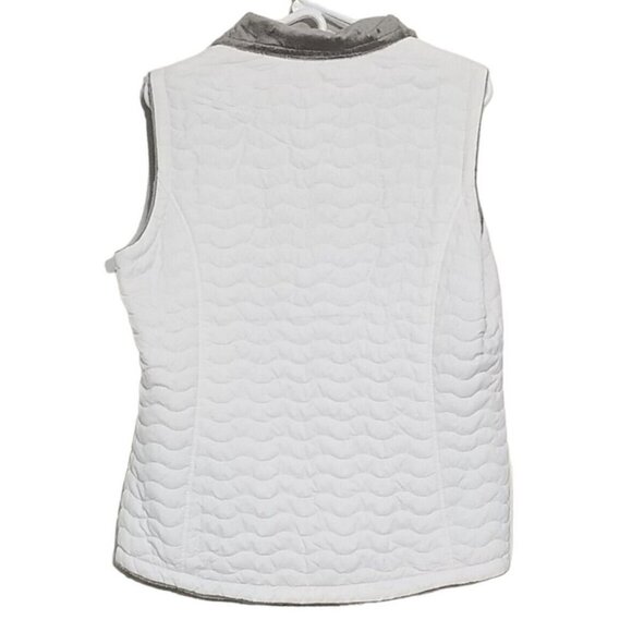 Free Country Women's Vest Size L White Quilted Reversible Gray Faux Fur Zip - Picture 5 of 10
